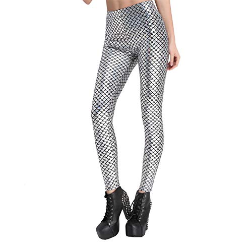 zencardery Cintura Alta Punk Rock Harajuku Entrenamiento Push Up Fitness Sexy Estampado 3D Sirena Escala De Pescado Mujeres Leggings Plus Size Pants