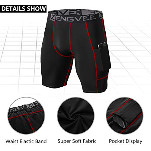 ZENGVEE 3 Piezas Mallas Hombre de Secado Rápido para Pantalon Corto Hombre Deporte para Gym, Yoga, Running(3Black-L)