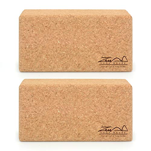 ZenYogaWedge - Juego de 2 bloques de yoga de corcho estándar - Material 100% natural - ladrillos profesionales para yoga, pilates, clases, ejercicio en casa, fitness, agarre antideslizante ecológico ZenYogaWedge - Juego de 2 bloques de yoga de corcho estándar - Material 100% natural - ladrillos profesionales para yoga, pilates, clases, ejercicio en casa, fitness, agarre antideslizante ecológico