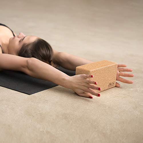 ZenYogaWedge - Juego de 2 bloques de yoga de corcho estándar - Material 100% natural - ladrillos profesionales para yoga, pilates, clases, ejercicio en casa, fitness, agarre antideslizante ecológico