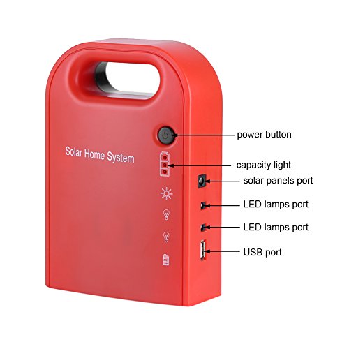 Zerodis Kit de iluminación de energía Solar, 12V portátil hogar iluminación Exterior DC Paneles solares Sistema de generación de energía de Carga con 4 en 1 Cable de Carga USB y Blanco LED Bombilla Zerodis Kit de iluminación de energía Solar, 12V portátil hogar iluminación Exterior DC Paneles solares Sistema de generación de energía de Carga con 4 en 1 Cable de Carga USB y Blanco LED Bombilla