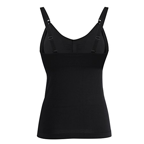 Zerodis Las Mujeres Adelgazan La Camisa De La Blusa del Top del Tanque De La Maternidad del Chaleco De La Lactancia para Amamantar con El Sujetador De Lactancia (L-Black)