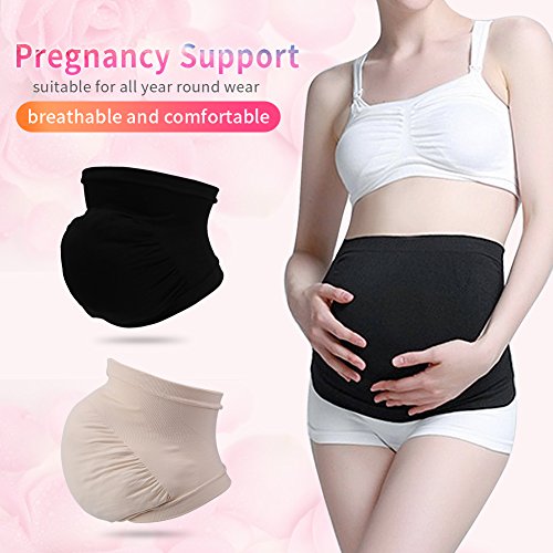 Zerodis Las Mujeres Embarazadas Belly Support Band Cinturón de Panza Banda elástica sin Costuras Cuidado prenatal Ropa Embarazada(Beige L)