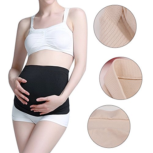 Zerodis Las Mujeres Embarazadas Belly Support Band Cinturón de Panza Banda elástica sin Costuras Cuidado prenatal Ropa Embarazada(Beige L)