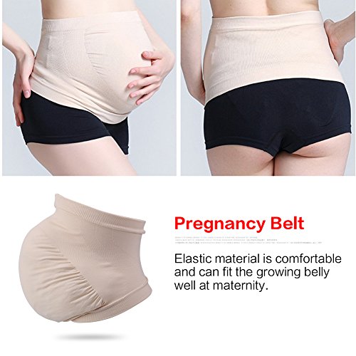 Zerodis Las Mujeres Embarazadas Belly Support Band Cinturón de Panza Banda elástica sin Costuras Cuidado prenatal Ropa Embarazada(Beige L)