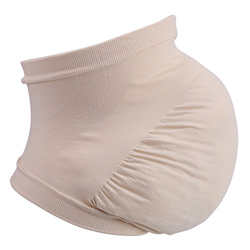 Zerodis Las Mujeres Embarazadas Belly Support Band Cinturón de Panza Banda elástica sin Costuras Cuidado prenatal Ropa Embarazada(Beige L)