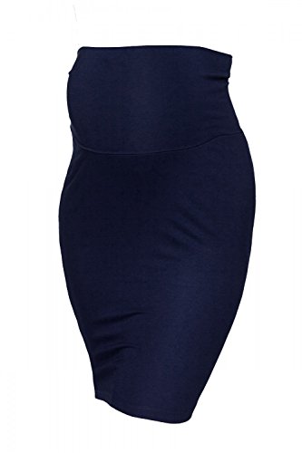 Zeta Ville - Premama Midi Falda de Tubo Banda Barriga elástica - para Mujer 066c (Armada, 44, 2XL)