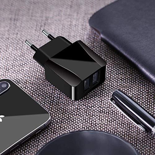 Zeuste-Cargador Móvil con 2 Puertos USB Compatible con la mayoría de Dispositivos móviles,2M Gris Cable USB Tipo C para Samsung Galaxy S9/S8+/Nota 8,conmutador Nintendo,Sony Xperia XZ,Huawei P9