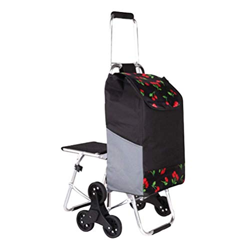 ZGYQGOO Asiento Carrito Bolsa de Viaje Tres en uno Trolley de Viaje multifunción Compras Viaje Plegable Push Pull Grocery Carrito de Utilidad