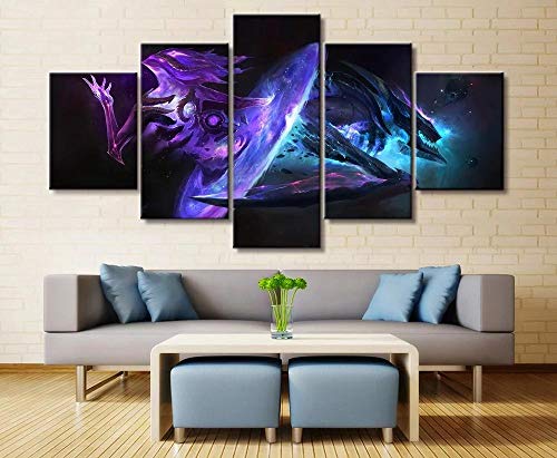 ZHANGGONG 5 Panel Impresiones sobre Lienzo Imprimir Pintura Arte De La Pared Imagen Modular Canvas Poster Decoración del Hogar Paisaje del Barco del Mar del Sol Navidad Cuadro/150X80CM