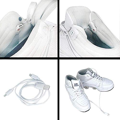ZHANGYY 7 Colores Que Cambian Los Zapatos De Patines De Ruedas LED para Niños Niñas Zapatillas De Deporte Al Aire Libre Zapatillas De Deporte De Gimnasia Técnica Retráctil, White-36