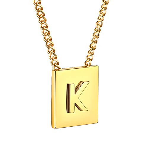 ZHBSS Fashion Square Brand 26 Collar con Colgante de Alfabeto inglés, Material de Acero de Titanio de Alto Grado, Collar de Fitness Golden K ZHBSS Fashion Square Brand 26 Collar con Colgante de Alfabeto inglés, Material de Acero de Titanio de Alto Grado, Collar de Fitness Golden K