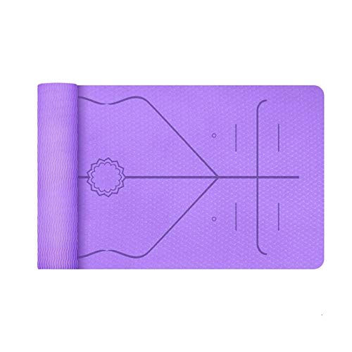 ZHENG Esterilla Yoga Colchonetas de Yoga Amplio Alargamiento Espesado Fitness Matero Principiante Yoga Manta Sin Resbalón Fitness Mat (Color : Purple, Talla : 6mm)