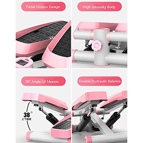 ZHLZH Minibicicleta Estática/Aparato De Entrenamiento Stepper con Resistencia Regulable Y Consola Inalámbrica – Stepper Up-Down para Principiantes Y Usuarios Avanzados, Pequeño Y Compacto,Pink