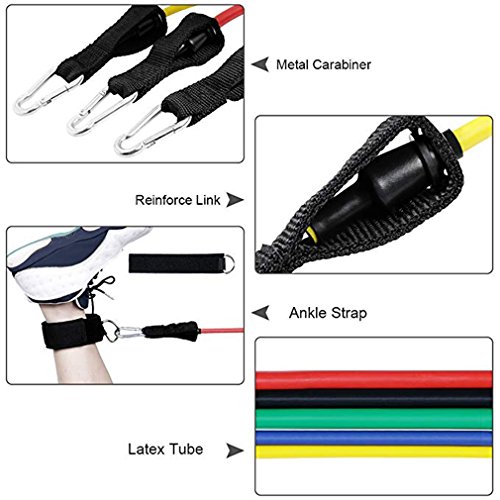 Zhongke Bandas de resistencia al ejercicio Set Yoga Strength Training Acondicionamiento Fitness Body Band, Tension Stretch Band, Elastic Workout Band para Yoga, Home Gym, Rehab entrenamiento de fuerza Zhongke Bandas de resistencia al ejercicio Set Yoga Strength Training Acondicionamiento Fitness Body Band, Tension Stretch Band, Elastic Workout Band para Yoga, Home Gym, Rehab entrenamiento de fuerza