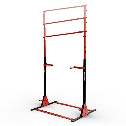 ZIDER SPORT - Barra de dominadas con estación de entrenamiento y asas para flexiones, altura 135 - 245 cm, estación de musculación