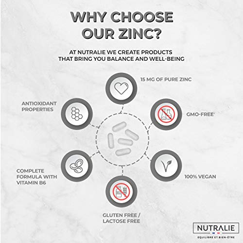 Zinc Puro Vegano Alta Dosis | Antioxidante y Contribuye al Sistema Inmunitario Normal con Zinc Citrato y Vitamina B6 | 120 Cápsulas Veganas Nutralie Zinc Puro Vegano Alta Dosis | Antioxidante y Contribuye al Sistema Inmunitario Normal con Zinc Citrato y Vitamina B6 | 120 Cápsulas Veganas Nutralie