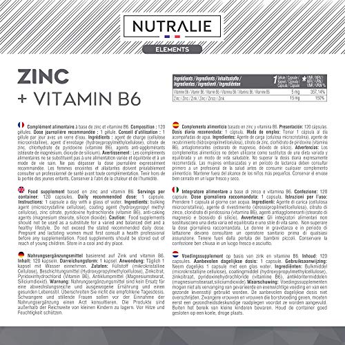 Zinc Puro Vegano Alta Dosis | Antioxidante y Contribuye al Sistema Inmunitario Normal con Zinc Citrato y Vitamina B6 | 120 Cápsulas Veganas Nutralie Zinc Puro Vegano Alta Dosis | Antioxidante y Contribuye al Sistema Inmunitario Normal con Zinc Citrato y Vitamina B6 | 120 Cápsulas Veganas Nutralie