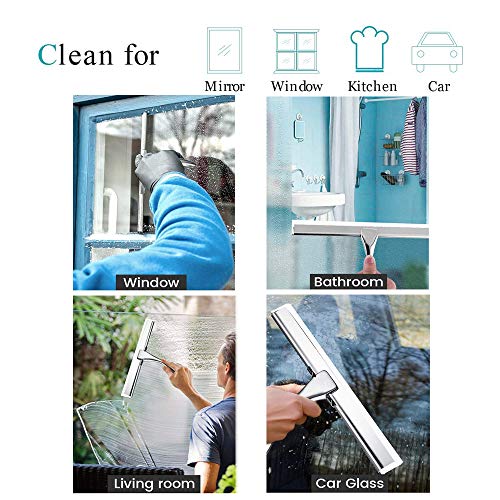 Zindoo Limpiacristales Ducha baño y Ducha Borrador Acero Inoxidable Limpiacristales con Colgador de Pared Baño Borrador +1 Cuchilla de Silicona de Repuesto + 1 Gancho 25x17 cm (LxW) Zindoo Limpiacristales Ducha baño y Ducha Borrador Acero Inoxidable Limpiacristales con Colgador de Pared Baño Borrador +1 Cuchilla de Silicona de Repuesto + 1 Gancho 25x17 cm (LxW)