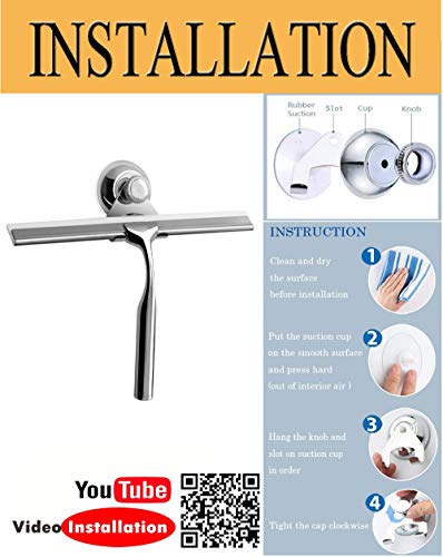 Zindoo Limpiacristales Ducha baño y Ducha Borrador Acero Inoxidable Limpiacristales con Colgador de Pared Baño Borrador +1 Cuchilla de Silicona de Repuesto + 1 Gancho 25x17 cm (LxW) Zindoo Limpiacristales Ducha baño y Ducha Borrador Acero Inoxidable Limpiacristales con Colgador de Pared Baño Borrador +1 Cuchilla de Silicona de Repuesto + 1 Gancho 25x17 cm (LxW)