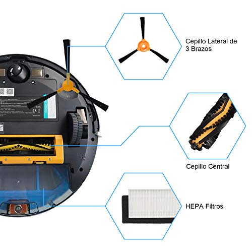 ZITFRI Kit Recambio para Cecotec Conga Excellence 990 Robot Aspiradora, 12 Pcs Set de Accesorios 3 Pares de Filtros Hepa, 8 Cepillos Laterales y 1 Cepillo Principal, Repuestos ZITFRI Kit Recambio para Cecotec Conga Excellence 990 Robot Aspiradora, 12 Pcs Set de Accesorios 3 Pares de Filtros Hepa, 8 Cepillos Laterales y 1 Cepillo Principal, Repuestos