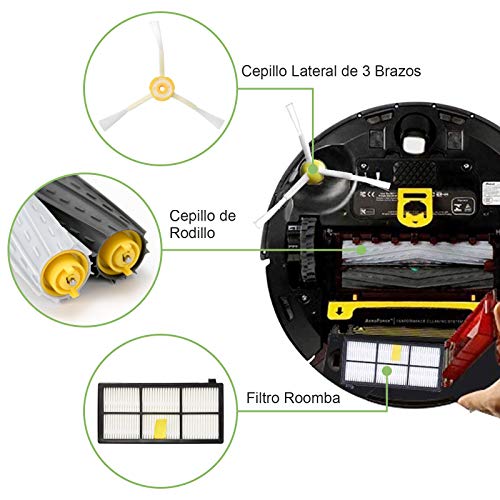 ZITFRI Kit Recambio Roomba Serie 800 Repuestos y Accesorios Filtro Cepillos Roomba Serie 800/900, 14 PCS Compatible con Aspiradora iRobot Roomba 800 805 850 860 866 870 880 885 890 895 900 960 965 980