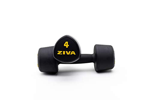 ZIVA Classic Studio 2 Mancuernas de 4KG Tribell, Unisex Adulto, Negro/Amarillo, Talla única