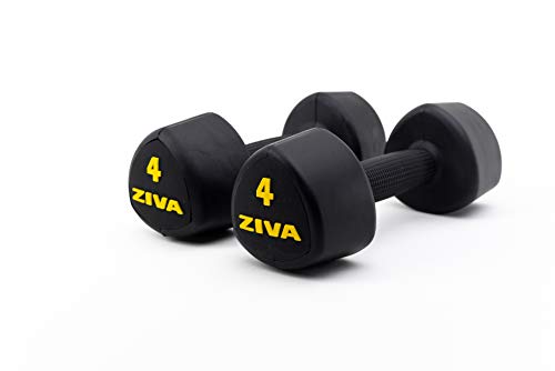 ZIVA Classic Studio 2 Mancuernas de 4KG Tribell, Unisex Adulto, Negro/Amarillo, Talla única