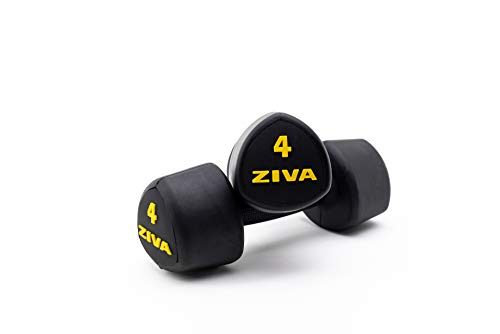 ZIVA Classic Studio 2 Mancuernas de 4KG Tribell, Unisex Adulto, Negro/Amarillo, Talla única