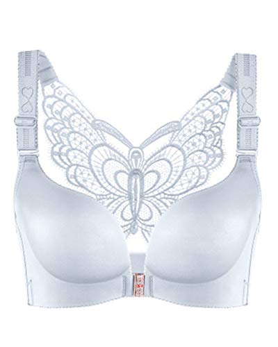 ZIXING BRA Sujetador Clásico Cierre Delantero para Mujer Ropa Interior Elasticidad Belleza de Vuelta Cómodo Transpirable,Gris,42/95A ZIXING BRA Sujetador Clásico Cierre Delantero para Mujer Ropa Interior Elasticidad Belleza de Vuelta Cómodo Transpirable,Gris,42/95A