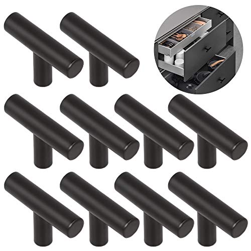 Ziyero 10 Piezas T Tirador de Cocina de Aleación Cepillado Tirador Barra con Orificio para Puerta Estilo Nórdico Durable, para Cajones, Armarios, Zapateros, Aparadores, Mesitas Noche Etc—Arena Negra Ziyero 10 Piezas T Tirador de Cocina de Aleación Cepillado Tirador Barra con Orificio para Puerta Estilo Nórdico Durable, para Cajones, Armarios, Zapateros, Aparadores, Mesitas Noche Etc—Arena Negra