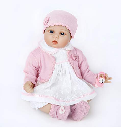 ZIYIUI Muñeca Realista Renacentista Muñeca Reborn Niña 22 Pulgadas 55 cm Realista Bebé Reborn Doll Silicona Suave Muñeca de Vinilo Bebé Ojos Azules