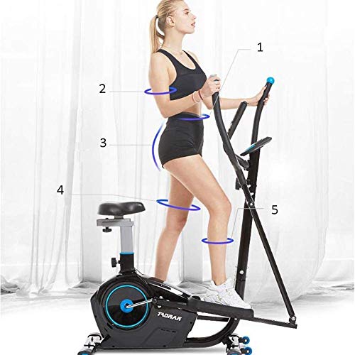 ZIZISHUANG 2-en-1 elíptica de la Bicicleta estática-Fitness Cardio Pérdida de Peso de la máquina Entrenamiento con Asiento + Sensores del Pulso del corazón, pequeño, Robusto, Compacto ZI916