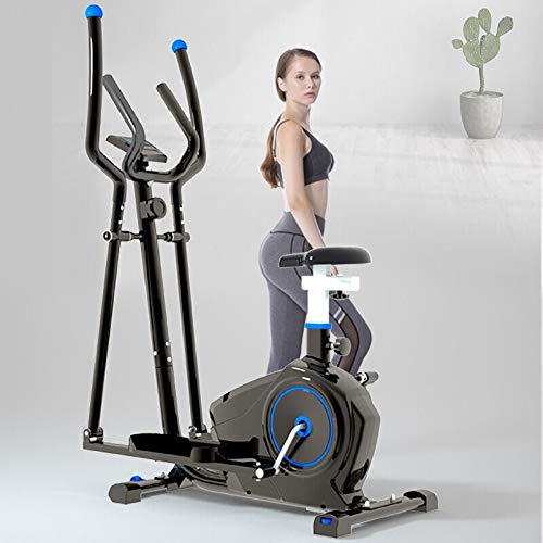 ZIZISHUANG 2-en-1 elíptica de la Bicicleta estática-Fitness Cardio Pérdida de Peso de la máquina Entrenamiento con Asiento + Sensores del Pulso del corazón, pequeño, Robusto, Compacto ZI916