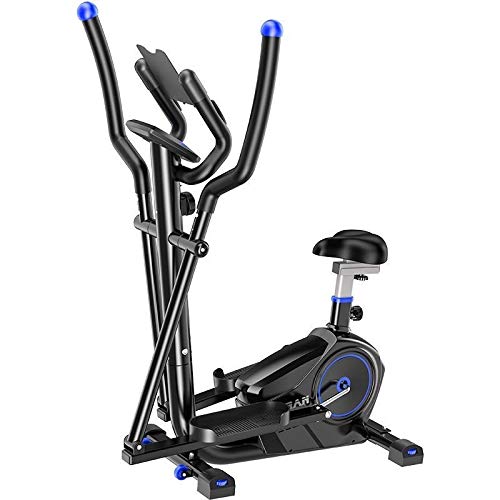 ZIZISHUANG 2-en-1 elíptica de la Bicicleta estática-Fitness Cardio Pérdida de Peso de la máquina Entrenamiento con Asiento + Sensores del Pulso del corazón, pequeño, Robusto, Compacto ZI916