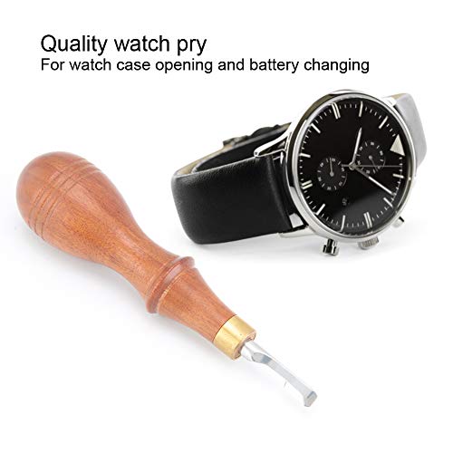 ZJchao Watch Pry, Watch Case Opener Mango de Madera Steel Watch Pry Herramienta de reparación de Relojes para relojeros y Otros Trabajos de reparación (Doble Cabezal de 5 mm)