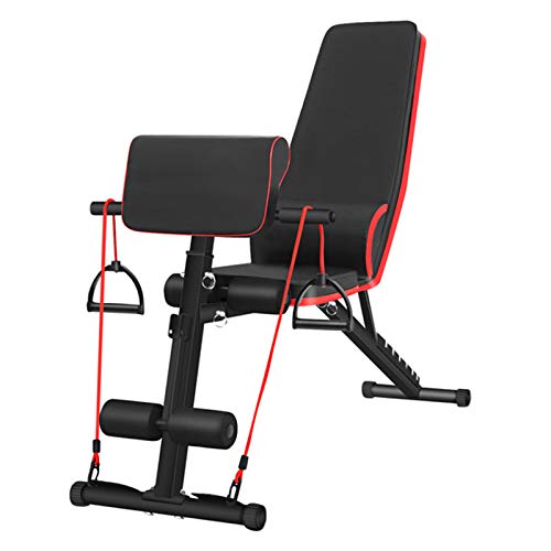 ZLASS Banco de Pesas, Banco de Asiento Ajustable, Banco de Pesas Plegable con Ajuste de Altura de 7 Niveles y Almohadilla Lumbar, Banco de Pesas Multifuncional para Gimnasio en casa