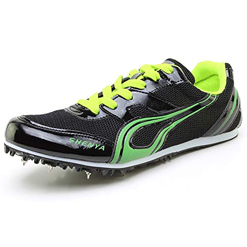 ZLYZS Zapatos De Atletismo, Sprint Spikes Running Spikes Zapatos Unisex Junior De Salto De Longitud Competencia Juvenil Dedicada,Negro,EU37