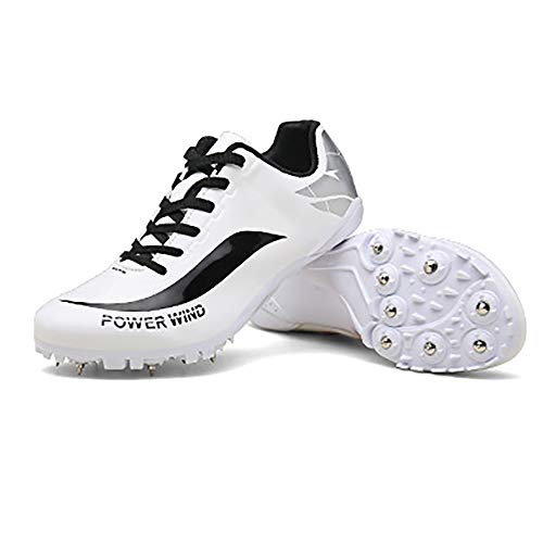 ZLYZS Zapatos De Atletismo, Sprint Spikes Running Spikes Zapatos Unisex Junior De Salto De Longitud Competencia Juvenil para Adultos Calzado Deportivo Profesional para Uñas,Blanco,EU41