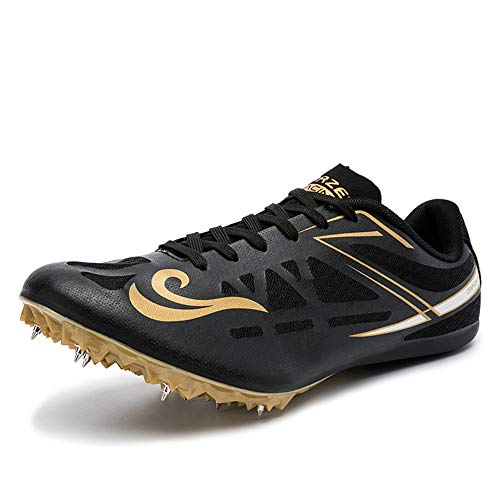 ZLYZS Zapatos Junior De Atletismo, Running Training Sneakers Zapatillas De Carreras con Clavos Running Entrenamiento Competencia Zapatos Dedicados,Negro,EU40