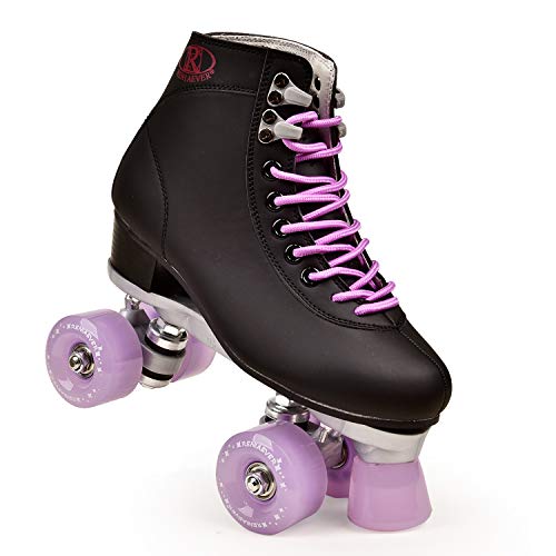 ZLZNX Classic Retro Patines Quad Unisex Adulto, Flexible Patines de Cuatro Ruedas para Interiores y Exteriores,Púrpura,38