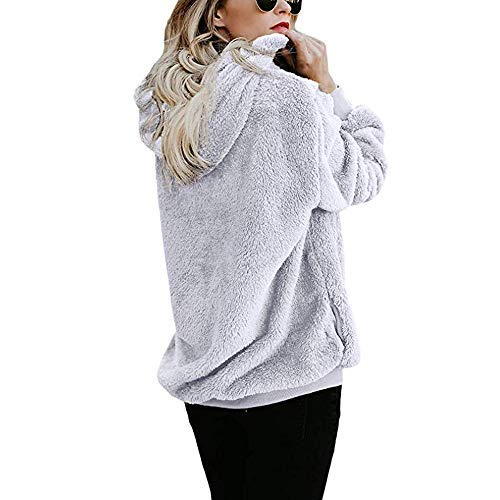 ZODOF Camisetas Larga Tops Blusas Mujer Fiesta Deportivo Sudadera con Capucha Abrigo Invierno CáLida Lana Cremallera Bolsillos AlgodóN Outwear