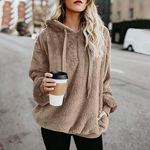 ZODOF Chaqueta de Temperamento de Las señoras de la Moda de otoño Abrigo Esponjoso de Mujer Abrigo de Invierno Chaqueta cálida Rebeca de Manga Larga Tops