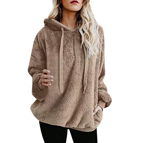 ZODOF Chaqueta de Temperamento de Las señoras de la Moda de otoño Abrigo Esponjoso de Mujer Abrigo de Invierno Chaqueta cálida Rebeca de Manga Larga Tops