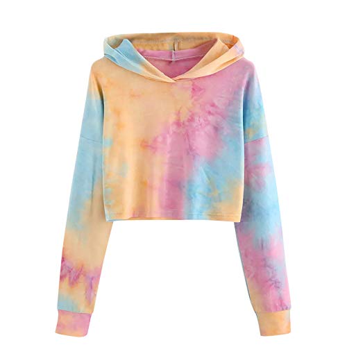 ZODOF Sudaderas Cortas con Capucha para Mujer, Hoodie Blusa Camiseta de Manga Larga de Empalme Tops de Deportivo Moda Basico Sencillo Casual de Otoño Invierno Primavera para Mujeres Chica