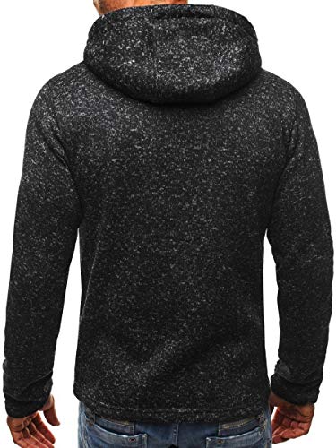 ZODOF Suéter Gris de Color Liso，Sudadera con Capucha y Cremallera de Manga Larga con Capucha y Cremallera de Manga Larga de Invierno para Hombre