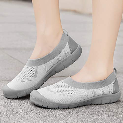 ZODOF Zapatillas de Deporte de Mujer Zapatos para Caminar Moda Casual Flexible Antideslizante Calcetines Zapatos/Casual Zapatillas de Deporte/Zapatillas Baloncesto(Gris)