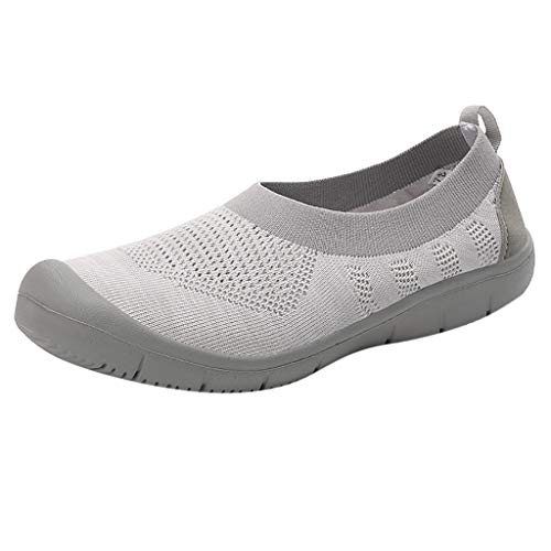 ZODOF Zapatillas de Deporte de Mujer Zapatos para Caminar Moda Casual Flexible Antideslizante Calcetines Zapatos/Casual Zapatillas de Deporte/Zapatillas Baloncesto(Gris)