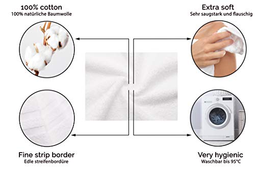 ZOLLNER 10 Toallas de Lavabo Blancas Grandes, Rizo de algodón 100%, 50x100 cm