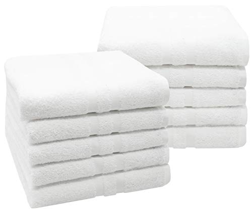 ZOLLNER 10 Toallas de Lavabo Blancas Grandes, Rizo de algodón 100%, 50x100 cm ZOLLNER 10 Toallas de Lavabo Blancas Grandes, Rizo de algodón 100%, 50x100 cm